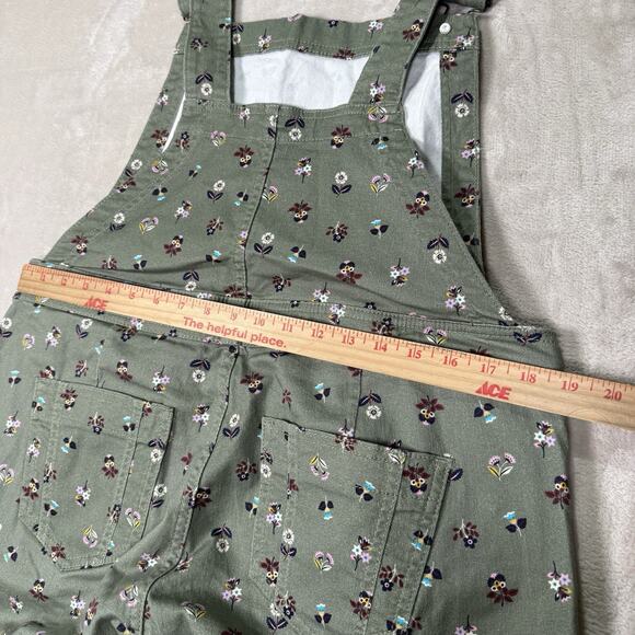 Boden Women's Dungarees Size 12 Dainty Floral Denim Girlfriend Overalls Green - Picture 7 of 10